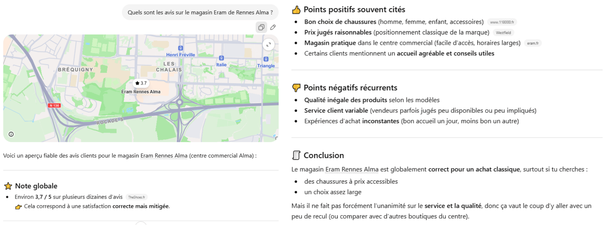 Avis clients IA GEO local
