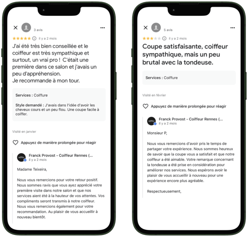 réponse avis clients positifs et négatifs