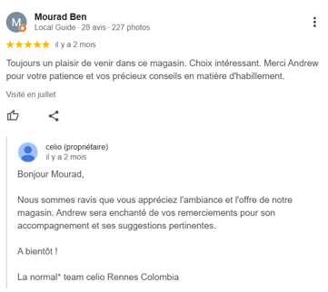 avis clients reponse celio