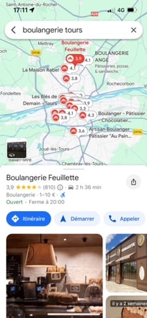 Exemple de recherche Google Maps 