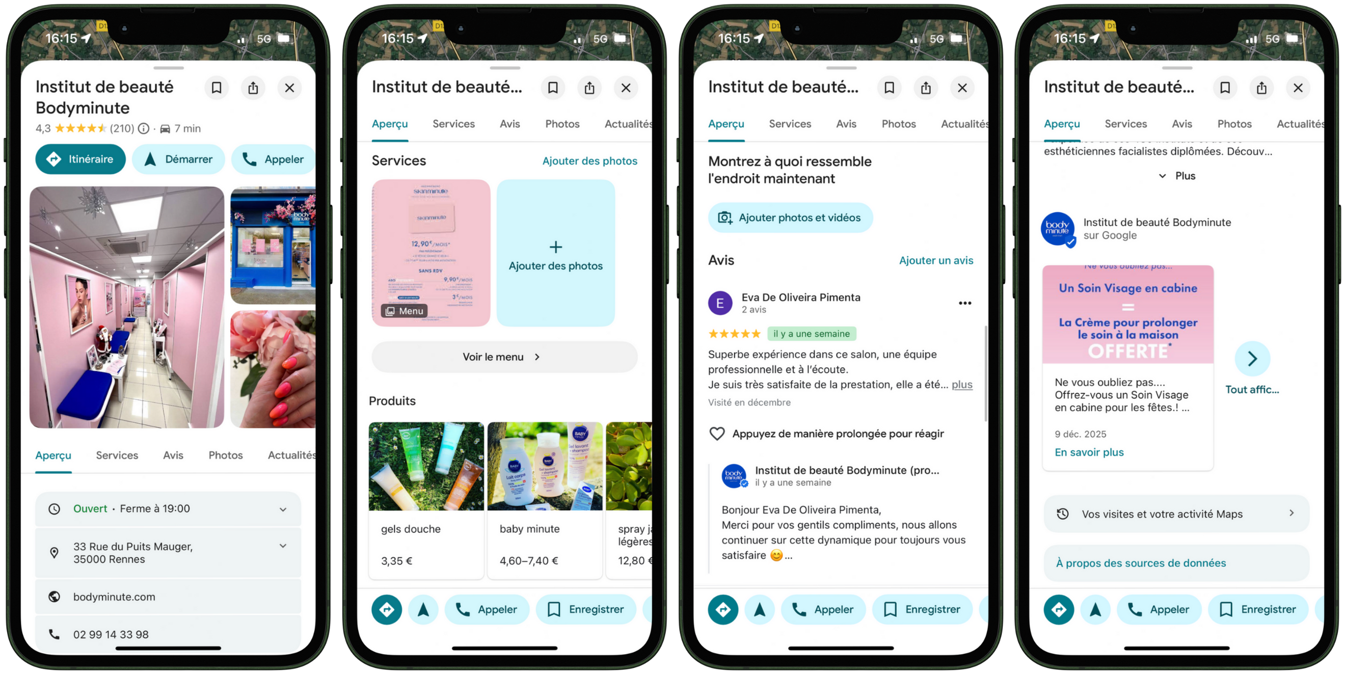 Fiche Google My Business institut de beauté