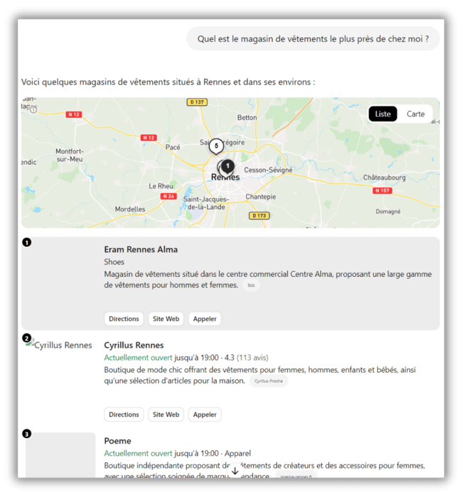 réponse IA GEO local