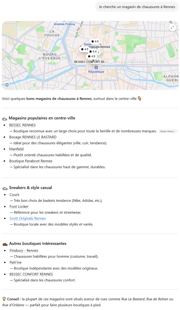 GEO local requete IA point de vente