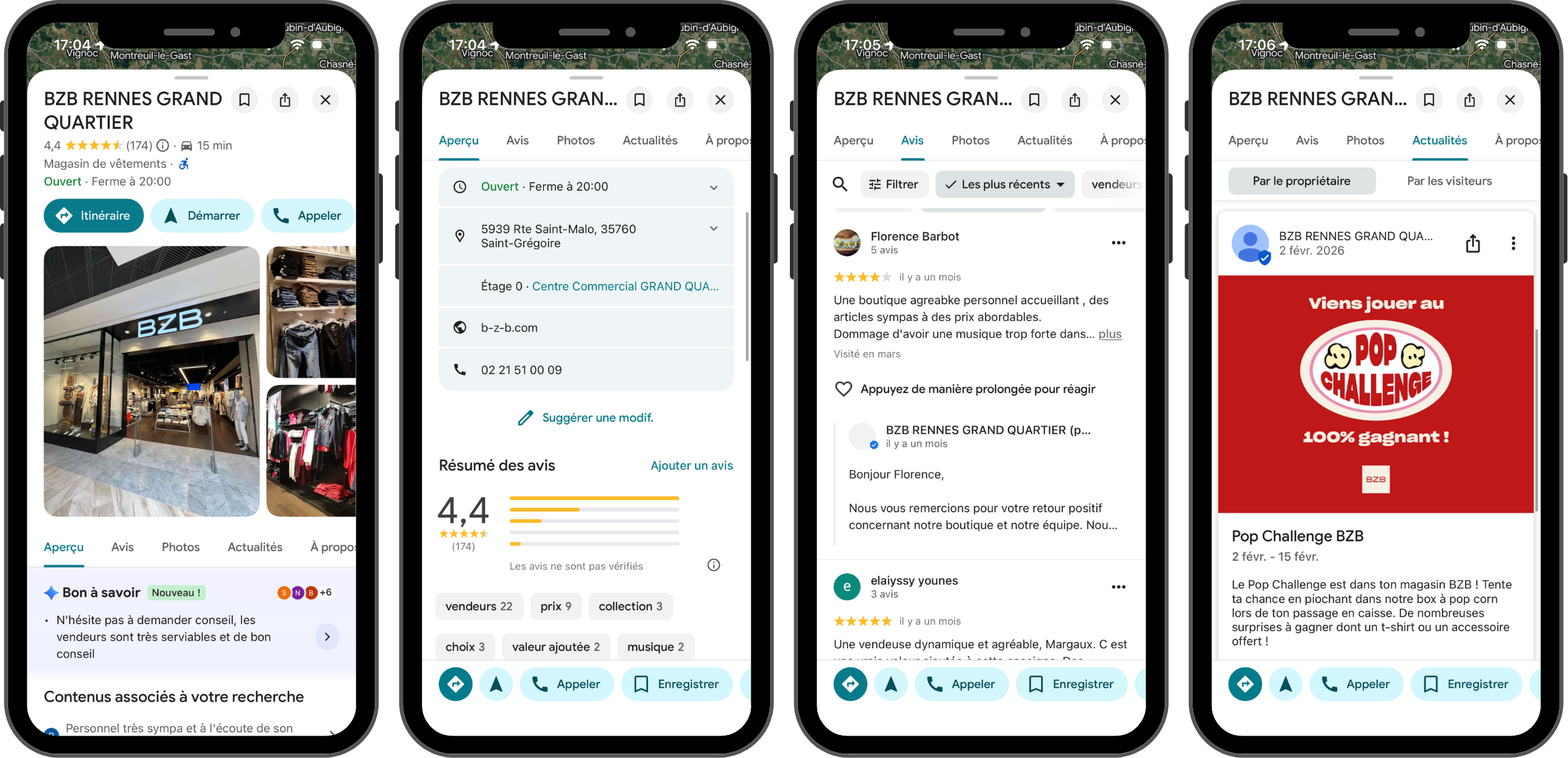 Google Businness Profile enseignes pret a porter