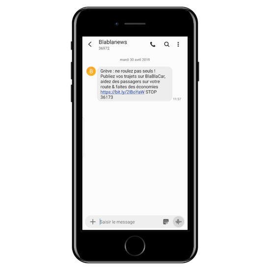 Exemple SMS marketing Blablacar