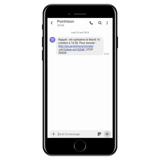 SMS marketing de rappel Point Vision