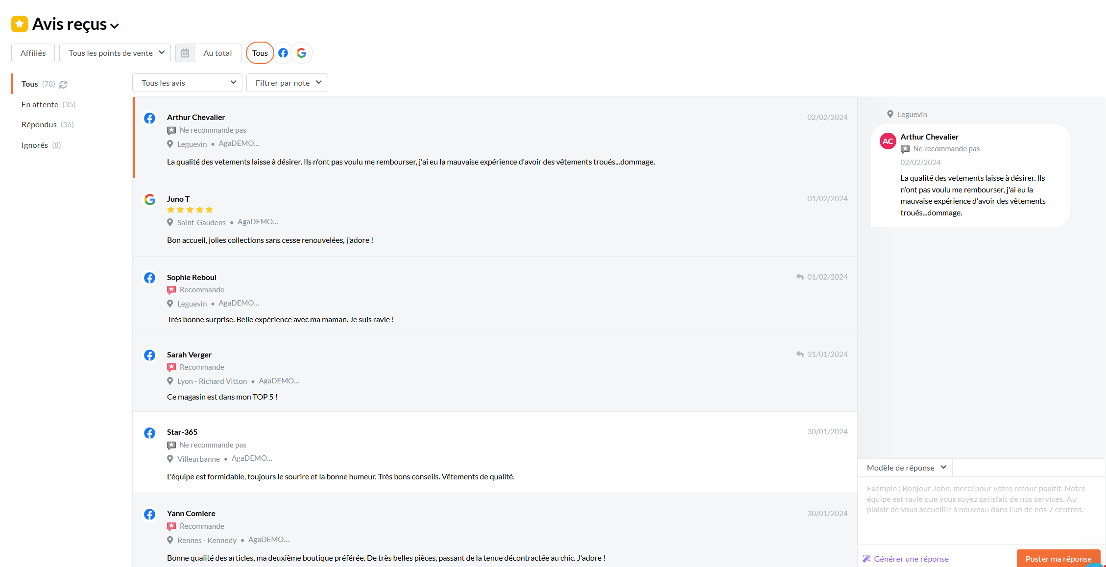 Outil de presence management gestion avis clients