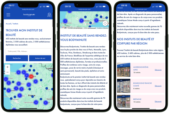 Store locator Bodyminute