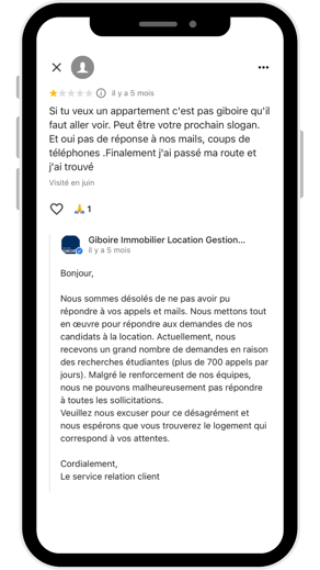 gestion avis clients reponse avis negatif immobilier