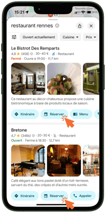 Réservation Google my business