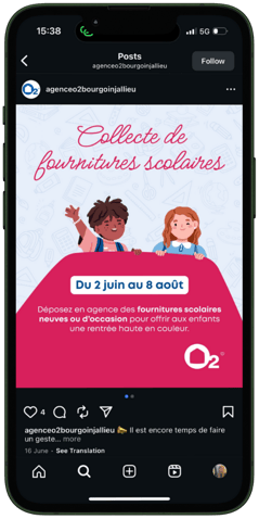 post O2 réseaux sociaux web to store