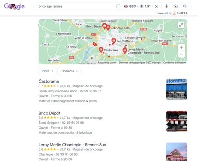 fiches Google my business recherche bricolage Rennes