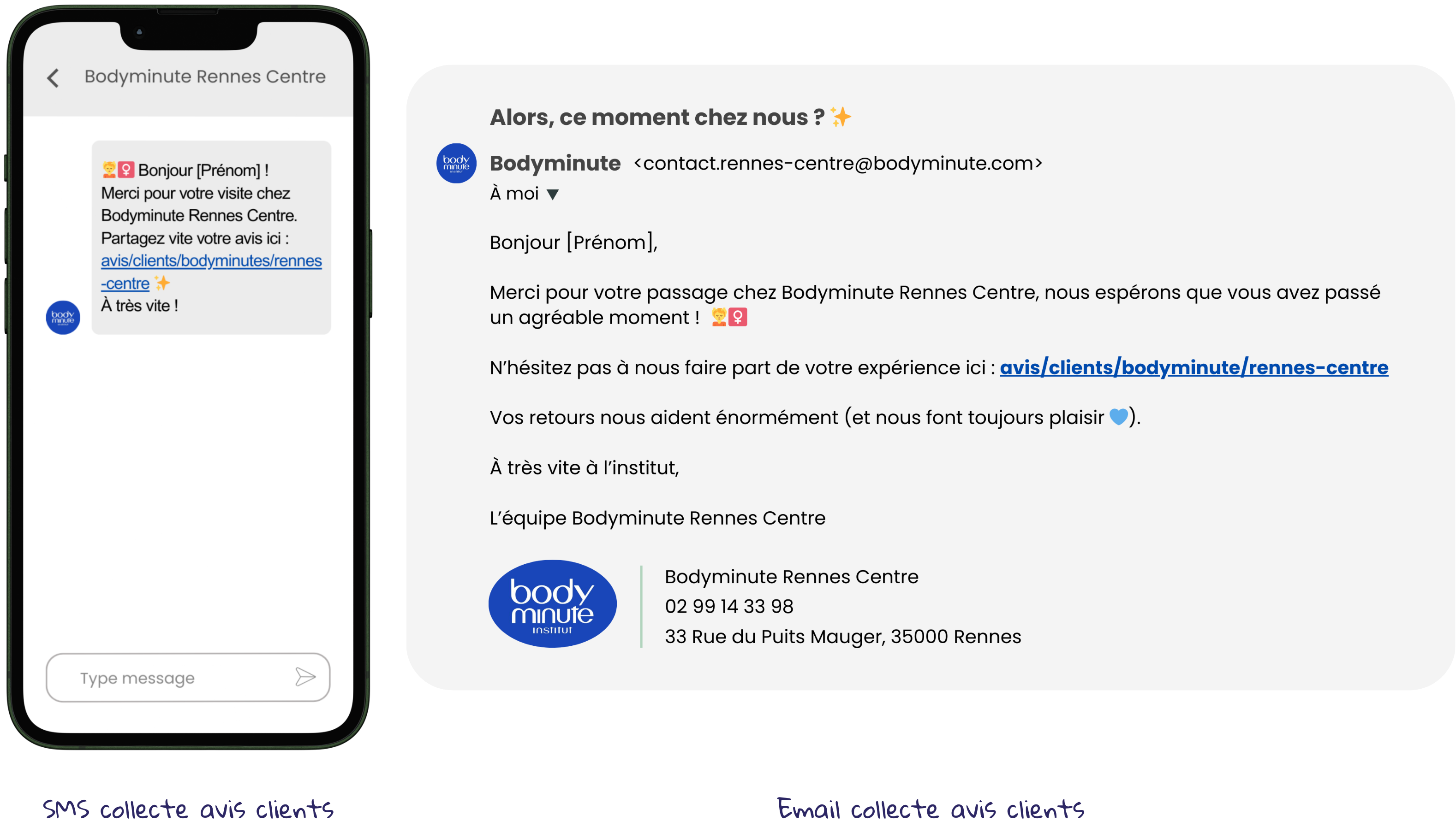 web to store collecte avis clients email sms