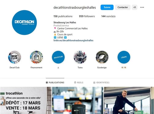 Page locale Instagram Decathlon Strasbourg