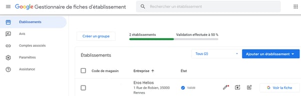 google my business affichage établissements
