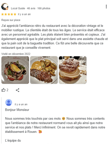 avis client positif CHR réponse