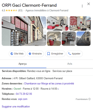 fiche google my business agence immobilière