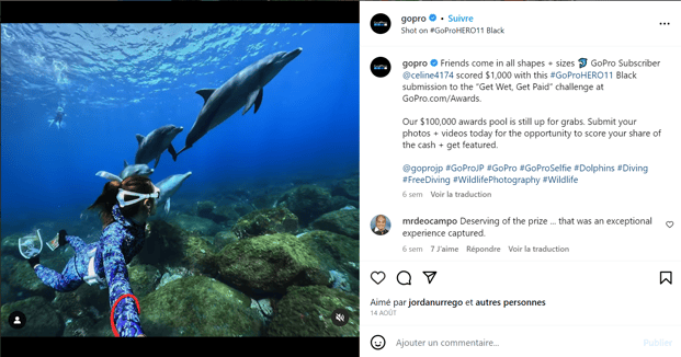 gopro partage témoignages clients instagram