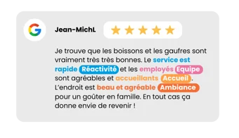 Exemple d'avis clients analysé avec l'analyse sémantique