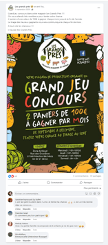 Exemple d'une publication jeu concours sur Facebook