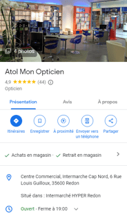 fiche google my business atol mon opticien redon