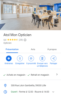 fiche google my business atol mon opticien lille