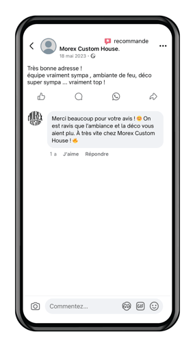 reponse avis client facebook positif