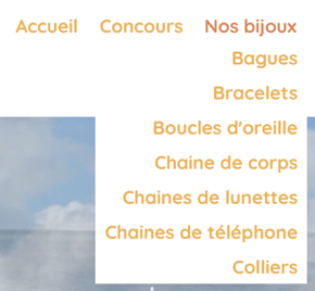 site bijouterie pages destination categorie produits