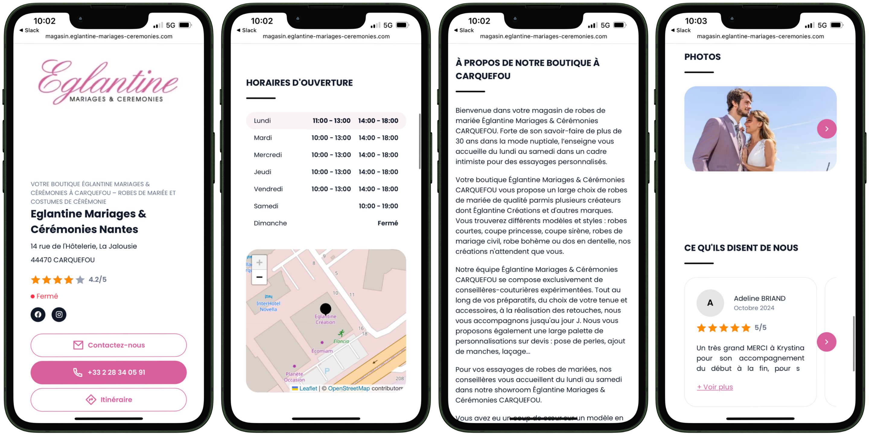 store locator fiche etablissement eglantine mariage